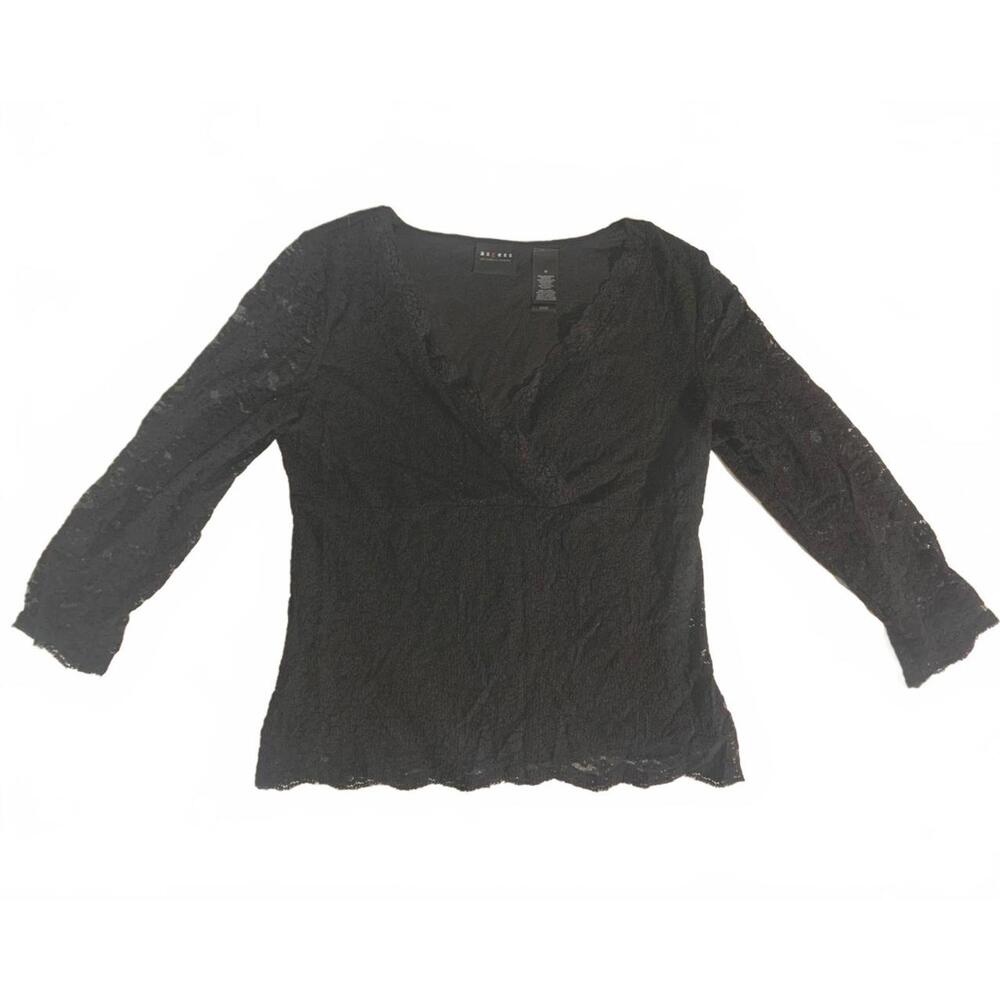 Y2K black lace wrap top